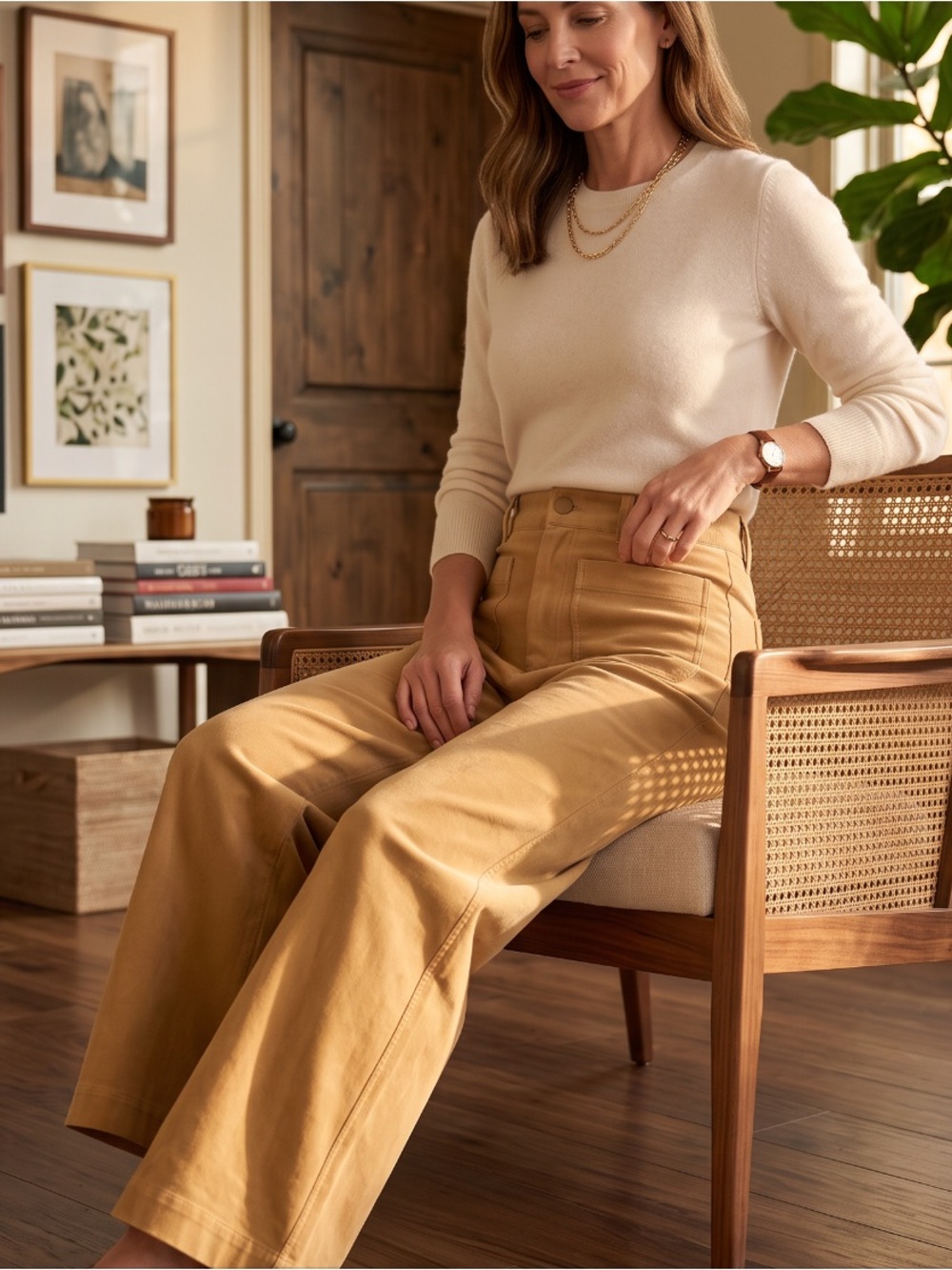 Boston Proper Faux Suede Wide Leg Pants in Camel Size 6